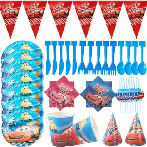 Disney McQueen Cars Boys Gifts Party Disposable Tablewares Set paper Cups Plates party supplies birthday party decorations gifts