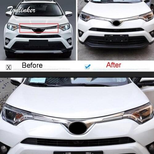 Tonlinker Cover Stickers for TOYOTA RAV4 2016-18 Car Styling 1 PCS ABS Chrome Racing grills Front Logo position Cover Stickers