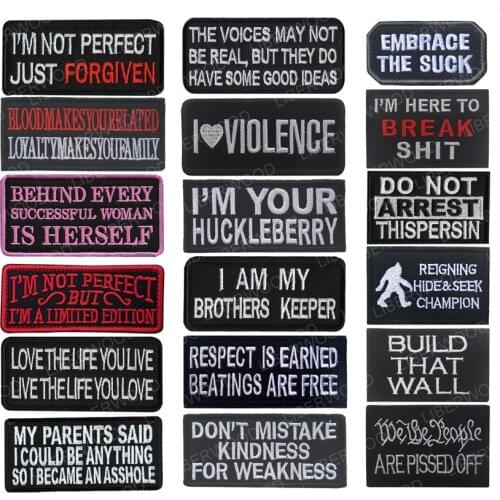 Embroidered Letters Patches Slogan Words Gothic Embroidery Badges Emblem DIY Patches for Clothing Jeans Hat Appliques Craft