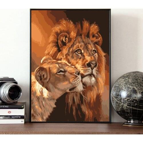 Frameless Lion Kings Kits decor oil paintings for living room wall Coloring oil Painting