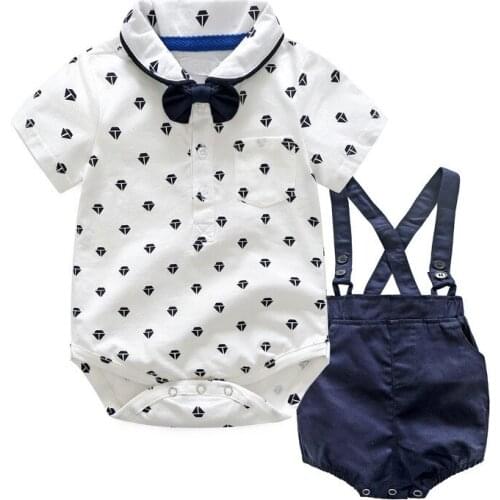 New Born Baby Clothing Summer Gentleman Rompers 0-24M Baby Boys Cotton Jumpsuit Baby Body Clothes Newborn Unisex Thin Costumes