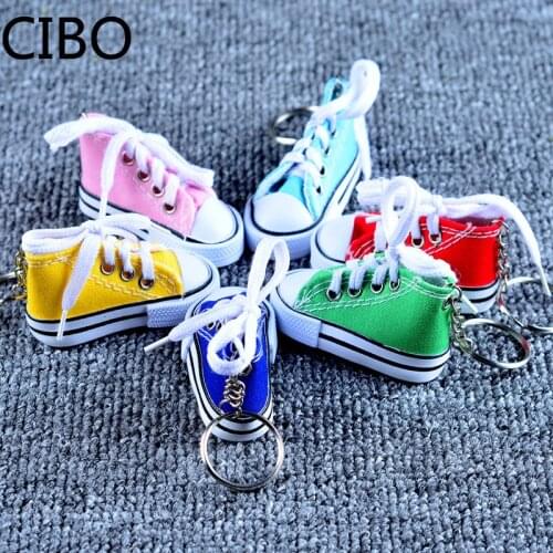 2019 New Fashion Sport Shoes Keychain Mini 3d Simulation Canvas Shoes Sneakers Tennis KeychainMen Jewelry