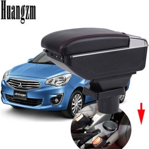 Armrest box For Mitsubishi Attrage Mirage Rotatable Large space Center Centre Console Storage Box with Cup holder ashtray USB in
