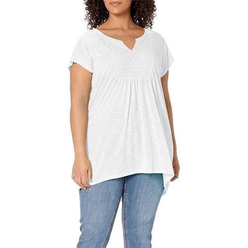 Plus Size Womens Tops And Blouses Ladies Fashion Casual Top V-neck Loose Casual High Low Hem T-shirt Blusas Mujer De Moda 2021