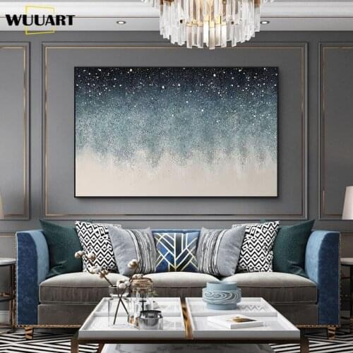 Hand-painted oil painting wall decoration modern abstract painting starry sky for living room bedroom no frame