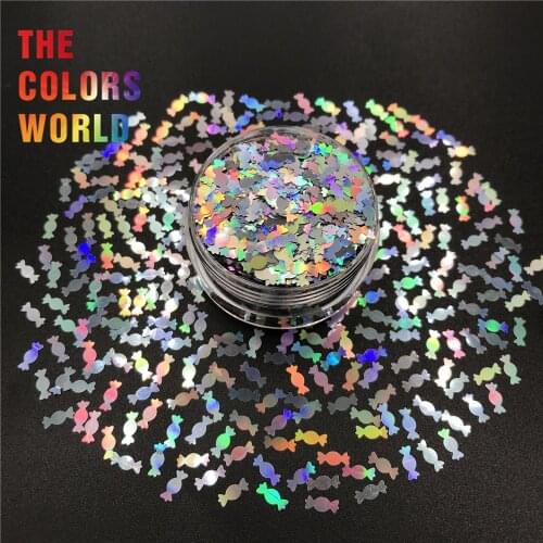 TCA100 Holo Silver Candy Caramel Sugar 6MM Nails Glitter Nail Art Decoration Tumbler Crafts Accessories Festival Party Supplier