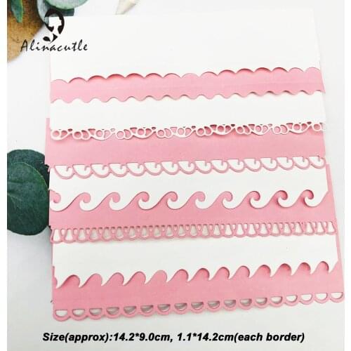 Metal Cutting Dies 8pc Border Edge Seawave Lace Scrapbooking Paper Craft Album Handmade Card Punch Die Cut Art Cutter Alinacutle
