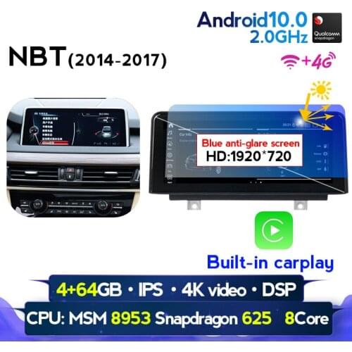 Top! Android 10 Car multimedia player for BMW X5 F15 X6 F16 2014-2017 Original car NBT system 10.25" 1920*720 Blue anti-glare