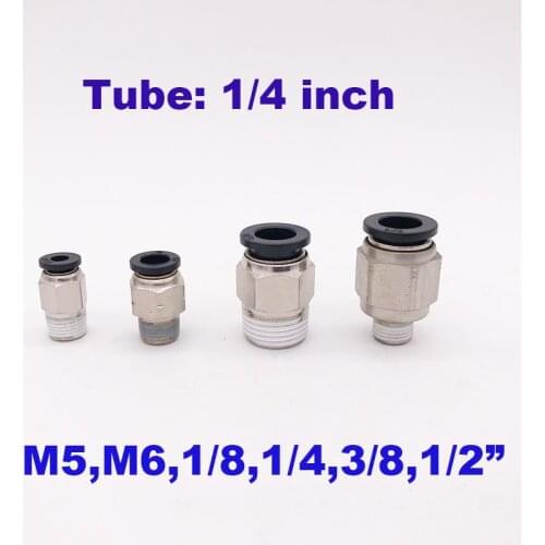 1/4 inch tube NPT/BSP straight Nickel-plated copper plastic fitting PC1/4-M5 M6 1/8 1/4 3/8 One touch hose quick pipe connector
