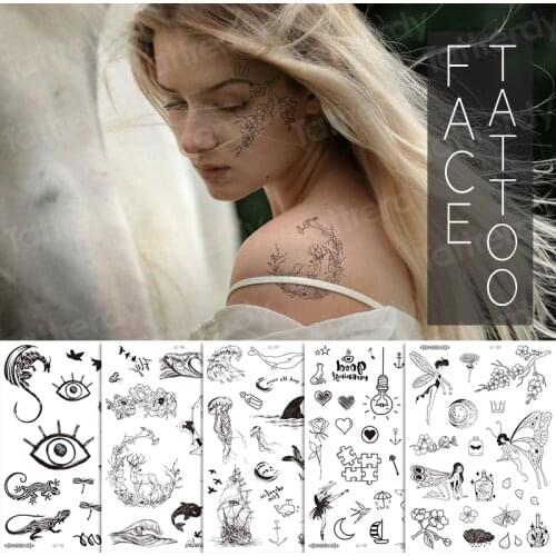 Moon face stickers tatouage temporaire femme women tribal tatoo waterproof temporary face tattoos eye stretch designs eye neck