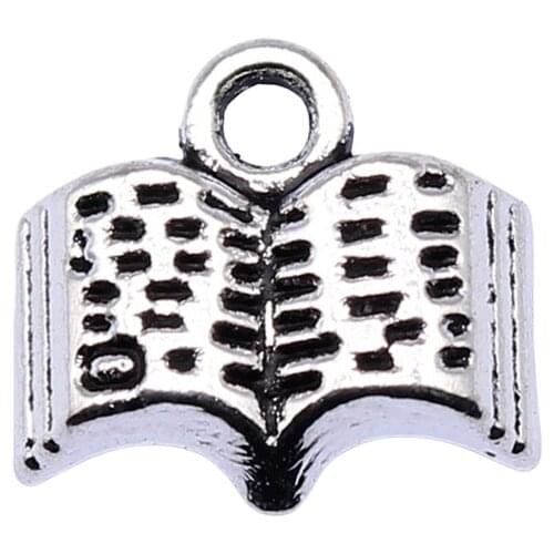 WYSIWYG 20pcs 11mm Charms Book 2 Colors Antique Silver Color Antique Gold Pendant Book Charms Jewelry Findings