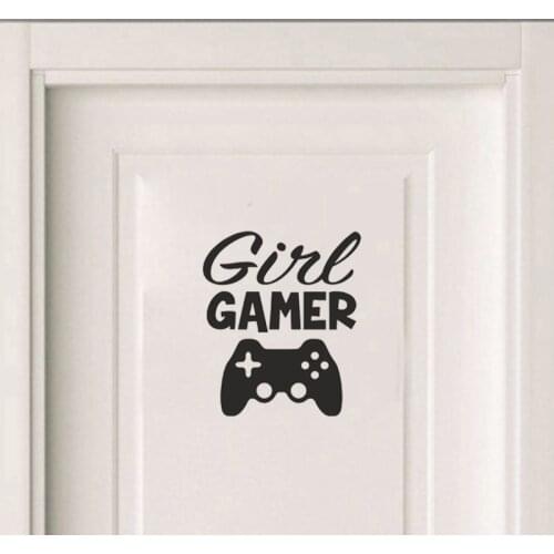 YOJA 21.5*25CM GIRL GAMER Joypad Wall Art Sticker Decal Teenagers Bedroom Decoration D1-0103