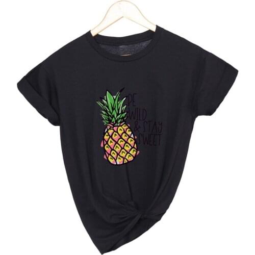Pineapple Printed Womens O-Neck Fashion Plus Size Thin Style T-Shirt Girls Personality Casual Tops Summer Oversize Loose Tees