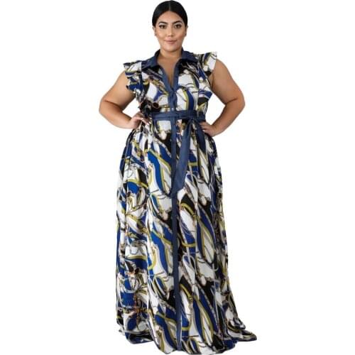 3XL 4XL 5XL Plus Size Africa Clothing Trendy Stripe Printed Sleeveless Maxi Dress Women Autumn Robe Party African Long Dress