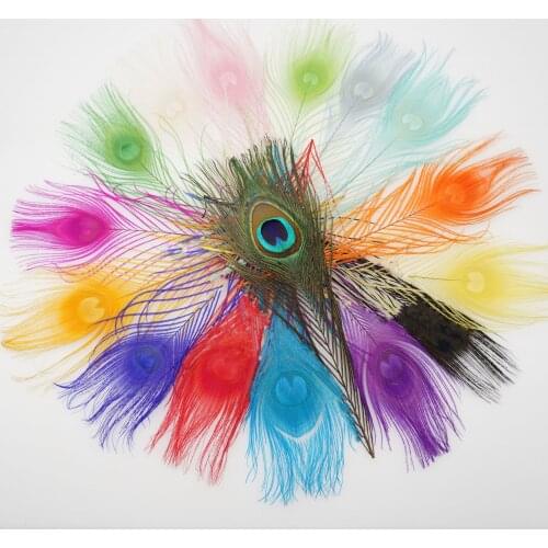 10Pcs Peacock Feather DIY Earrings Headdress Accessories 25-30cm Dyed Feather Home Decorative Vase Flower Arrangement