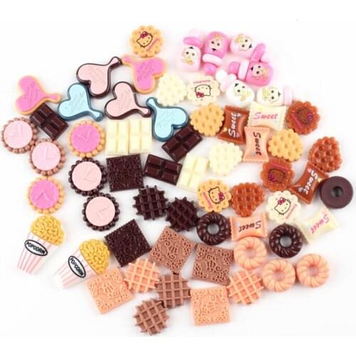 100pcs/lot Food Flat Back Resin Cabochons Kawaii DIY Scrapbooking Embellishment Phone Accessories