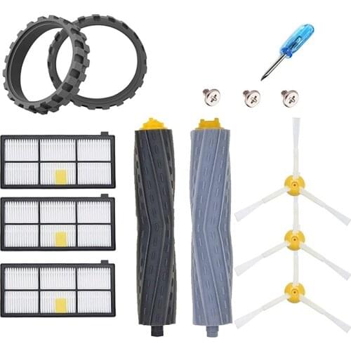 14Pcs Replacement Parts Accessories Compatible for IRobot Roomba Anti-Skip Rubber Wheel Tires Side Main Brush Filter