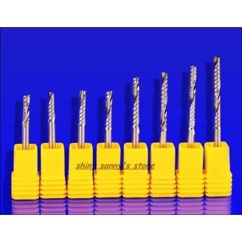 3.175x10/12/15/17/22/25/28/32mm Single Flute Spiral End Mill Acrylic PVC MDF Milling Cutter Tungsten Cutting Tool CNC Tool