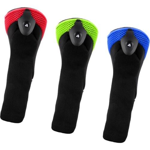 3Pcs Long Neck Headcover Golf Club Rescue Head Covers Golf Hybrid Headcovers Golf Gift Sets Flag Putters Clubs Gear Accessories