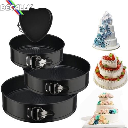 4pcs Metal Pan Baking Pan with Removable Bottom Spring Shape Cheesecake Frying Pan Round Shape Non-stick Cooking Bakeware