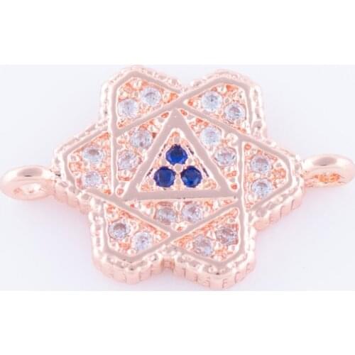 5pcs Shining Zircon Hexagonal Charms For Bracelet Jewelry Making Vintage Copper Micro Pave CZ Geometric Charms Diy Gifts