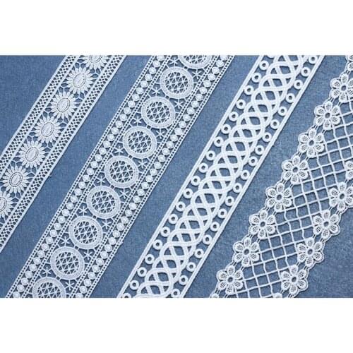 9y/lot Hollow Out Crocheted Floral Lace Ribbons Water Soluble Embroidered White Lace Trimming DIY Crafts Fabric