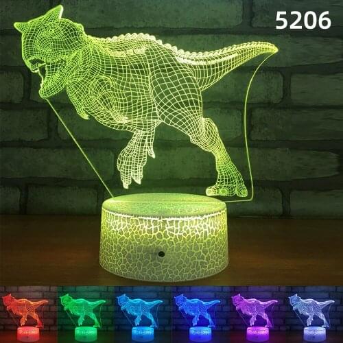 USB/Battery Acrylic Dinosaur 3d Night light Colorful Table Desk Lamp for Children Birthday Gift Bedroom Decoration Bluetooth