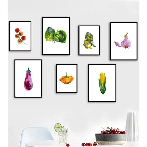 Watercolor Fruit Vegetable Nordic Posters And Print Wall Art Canvas Painting Wall Pictures For Living Room Kitchen Room