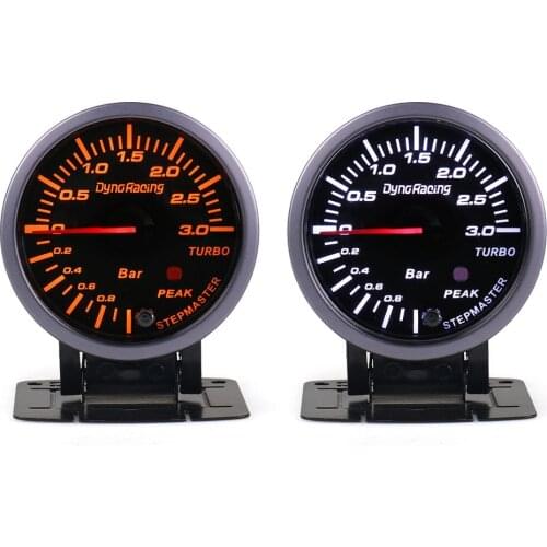 BAR White&Amber Dual Led Display With Peak Warning Car gauge Car meter Dynoracing 2.5 Inch 60mm Car Turbo Boost Gauge 3