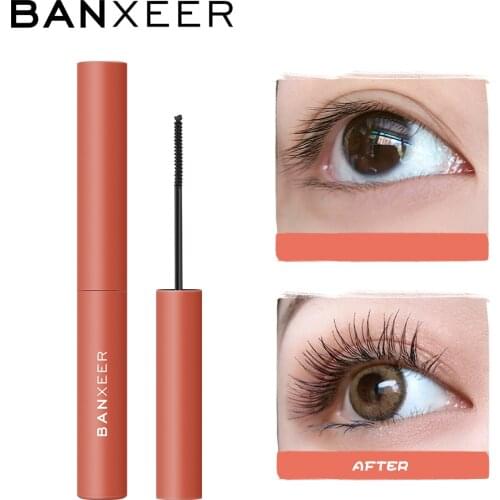 BANXEER Ultra-Fine Eyelashes Long Mascara 4D Silk Fiber Waterproof Curling Mascara Volume Extension Female Cosmetics Makeup