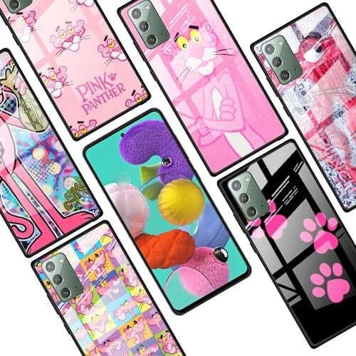 Pink Panther for Samsung Galaxy Note 20 Ultra 10 Lite Plus 9 8 5G A70 A50 A40 A30 A20 Tempered Glass Phone Case