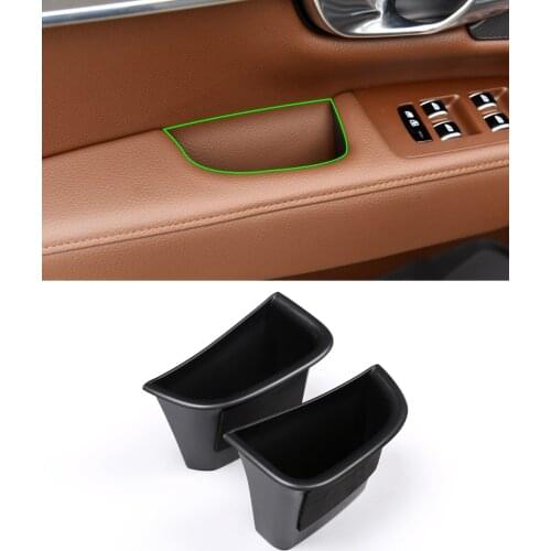 2pcs Black Car Front Door Storage Box For Volvo S90 Car Door Armrest Container Phone Holder Tray Accessories
