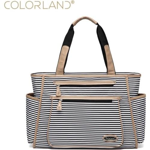 Colorland Black White Stripes Baby Diaper Bag Organizer Fashion Mummy Maternity Bag Travel Messenger Changing Nappy Bags Handbag