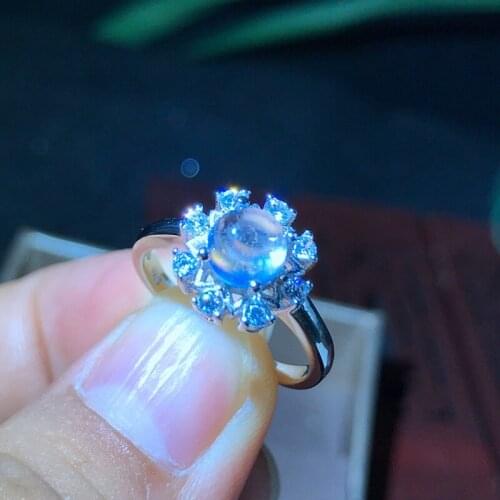Elegant women ring moonstone gemstone ring 925 silver fine jewelry natural gem moonlight birthstone birthday party date gift