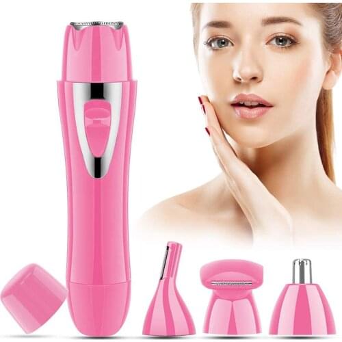 Facial Epilator 4-in-1Razor Face Lady Pain-Free Portable Epilator Waterproof Facial Can Be Used for Armpit, Chin and Whole Body