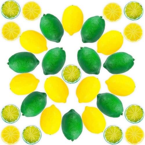 Fake Lemons Limes Set,Fake Fruit Lemons Artificial Lemon Slices Blocks,Simulation Lemon Slice Lemon for Home Kitchen