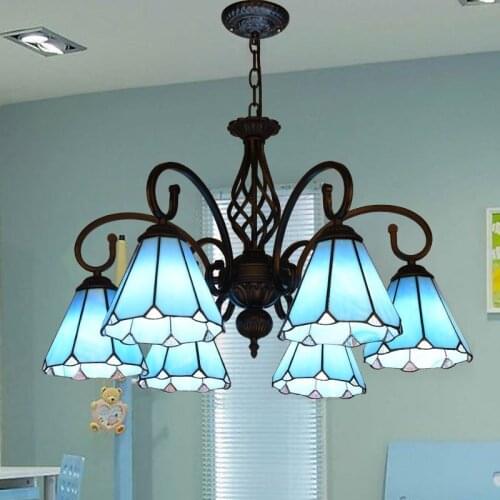 Italian blue glass chandelier tiffany foyer lighting spanish bohemian art deco chandelier living room mediterranean lamp