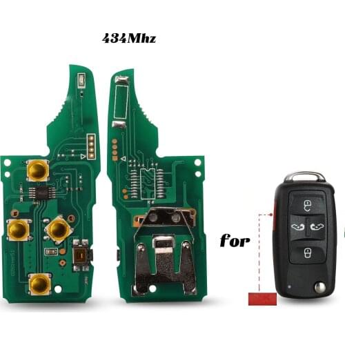 Jingyuqin 4+1 Buttons 434MHz Flip Folding Remote Car Key Circuit Board Fob For Volkswagen Sharan Multivan Caravelle Replacement
