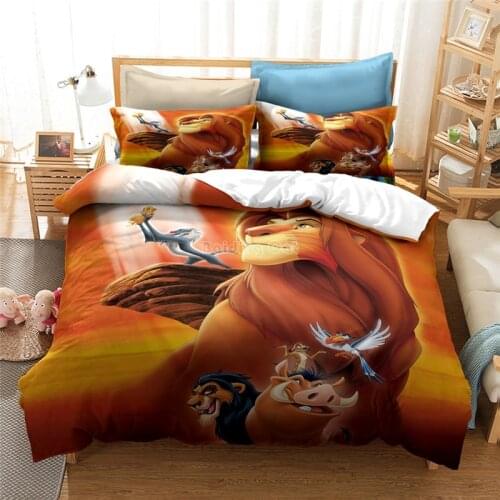 Cartoon Lion King Bedding Set Kids Home 3d Bed Linen Duvet Cover Set with Pillowcase Single Double Queen King Size Bedspreads