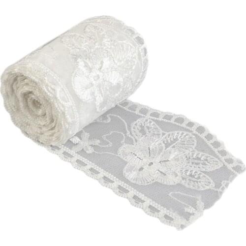 Lace Trim Unilateral Wide Polyester Water-soluble Embroidery Lace White