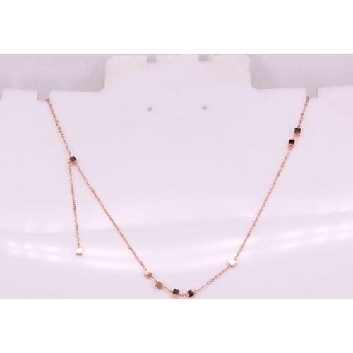 Fashion Exquisite Stainless Steel Love Small Square Cube Pendant Choker Necklace Woman Bridal Party Xmas Gift