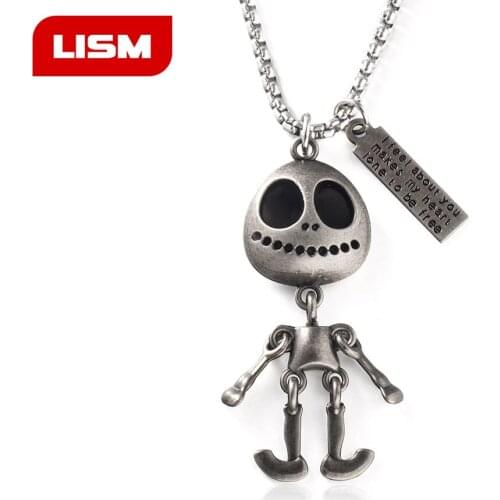 Mens Punk Extraterrestrial Robot Pendant Necklace Retro 316L Stainless Steel Mechanic Necklace wholesale Hip Hop Jewelry