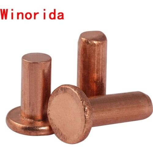 Solid Red Copper Rivets Pan Head Rivets GB867-86 Flat Head Copper Riveting M4 20PCS