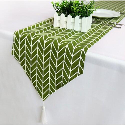 New 33x180/210/250cm Table Runner With Tassel Modern Tree Printed Chirstmas Party Wedding Decor Crafts Linen Cotton Table Runner