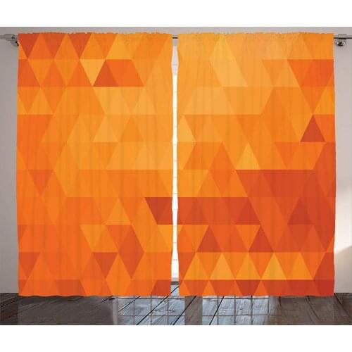 Orange Curtains Home Decor Triangle Mosaic Shaded Shapes Abstract Digital Pixel Decorative Modern Pattern Living Room Decor
