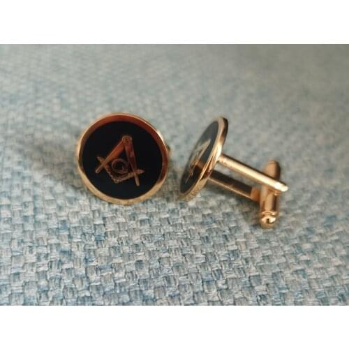 1/2" Square & Compass Round Masonic Cuff Link Pair