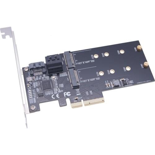 M.2/SATA3 3-port to PCI-E 4X desktop PC extension card NGFF to SATA multi-port adapter card