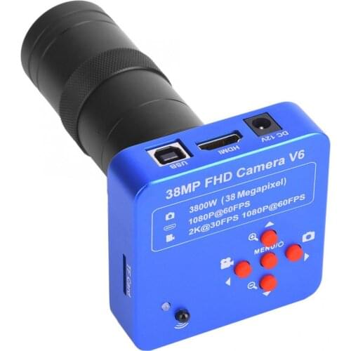 Stereo microscope 38MP HDMI USB Industrial Video Microscope Camera with 100X Lens Set EU Plug 110-240V microscope for soldering