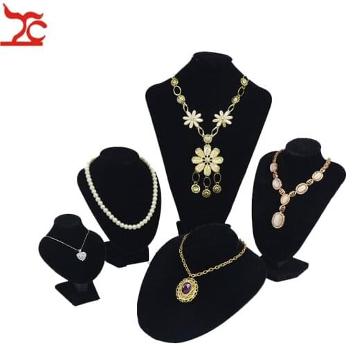 Simplicity 5 Sizes Velvet Jewelry Display Bust Black Mannequin Rack Necklace Pendant Bracelet Organizer Storage Exhibition Stand