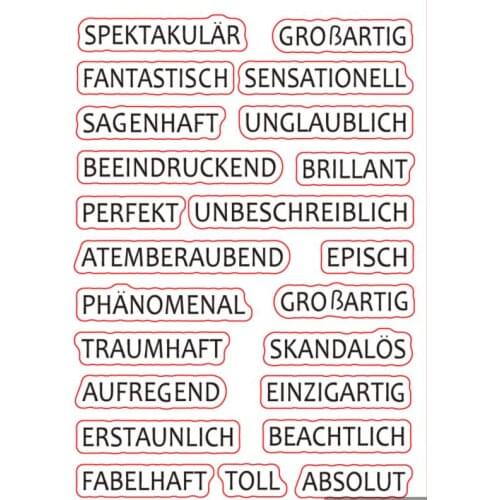 German Word Transparent Clear Stamps for DIY Scrapbooking/Card Making/Kids Christmas Fun Decoration Supplies ST0097